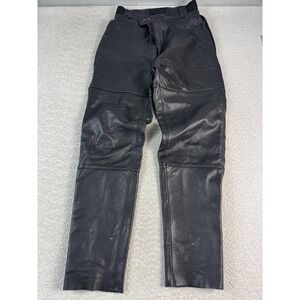 FirstGear Pants Womens 10 Black Leather‎ Motorcycle Riding Overpants Snap Zip
